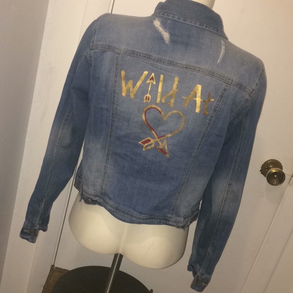 Cato Distressed "Wild At 💛" Denim Jacket - Picture 1 of 7